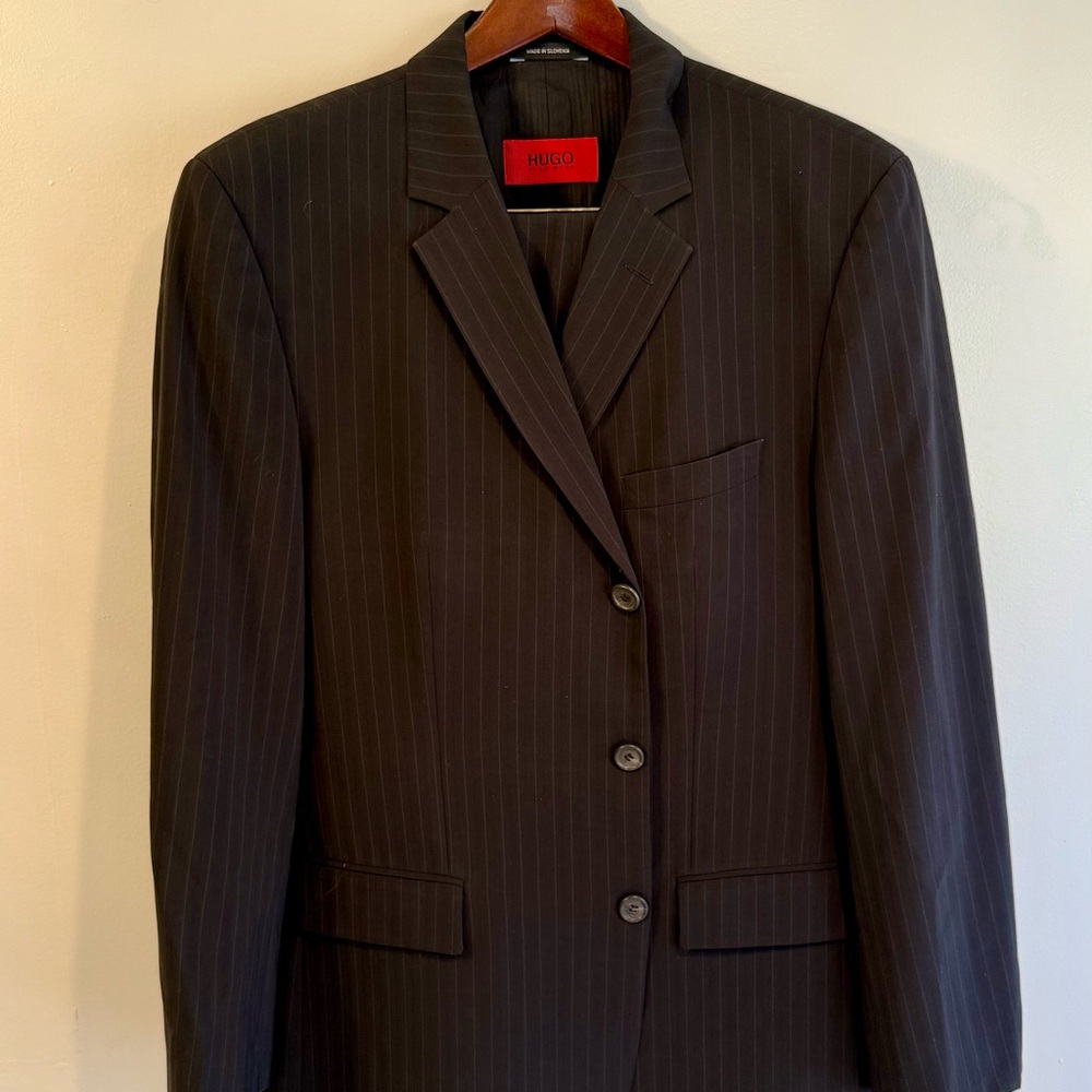 Hugo Boss Charcoal Pinstripe Suit Jacket and Pants